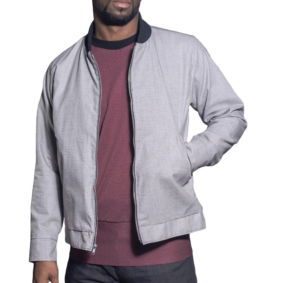 M. Laurex Textured Cotton Bomber Jacket - Picture 2 of 4